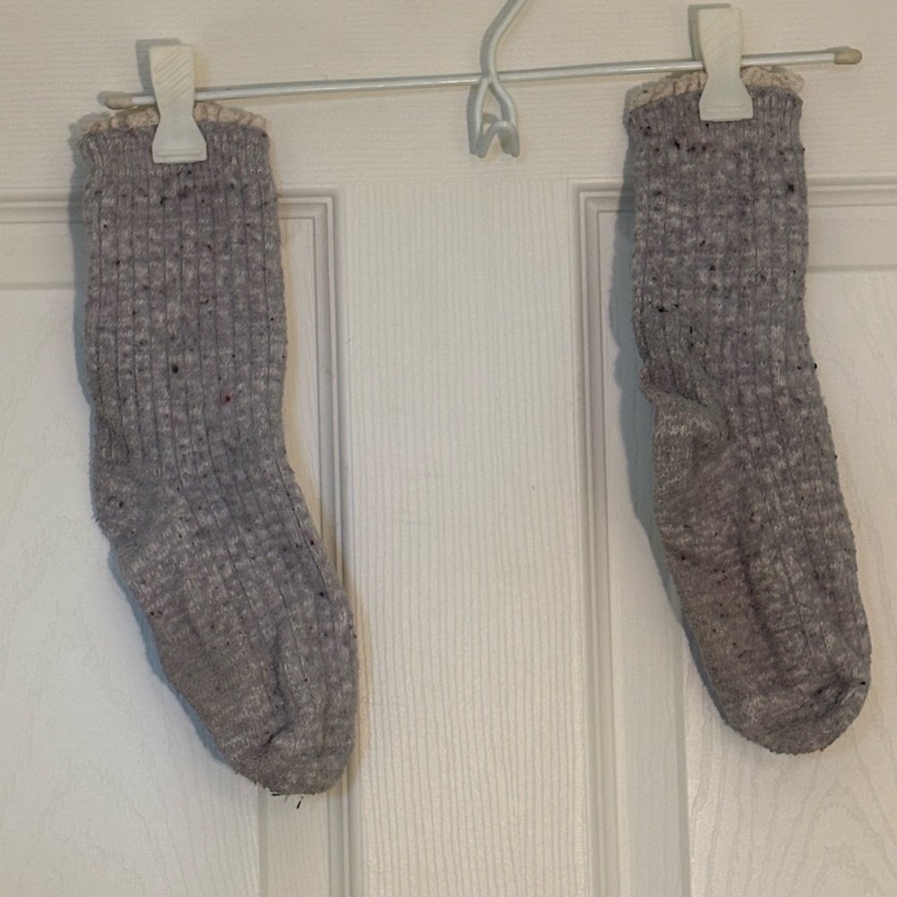 FREE ADD-ON Warm Heather Gray Ribbed Socks with Ruffle Detail